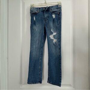 Jordache Girlfriend Distressed Blue Straight Leg Denim Jeans
